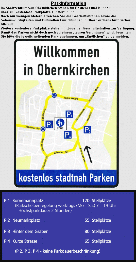 300 kostenlose Parkpl�tze in Obernkirchen