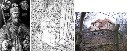 Karl der Groe (Quelle: Das groe Lexikon von DATA BECKER) und Historische Landkarte mit der Alten Bckeburg