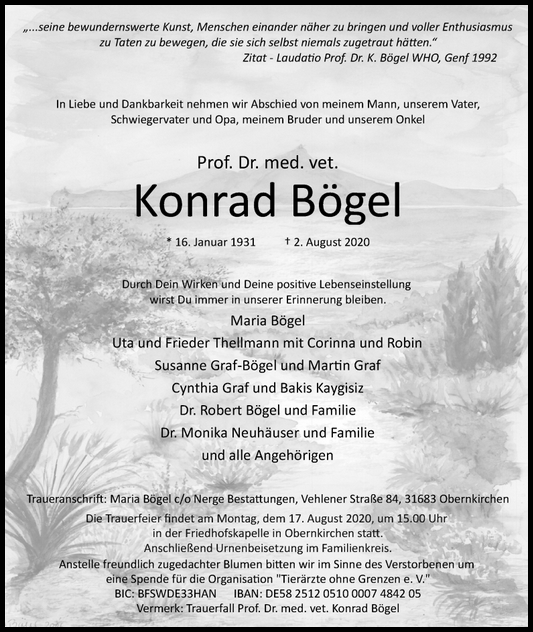 Traueranzeige Konrad Bögel