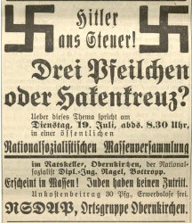 Anzeige der NSDAP Ortsgruppe Obernkirchen