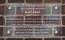 Gedenktafel von Karl Abel
