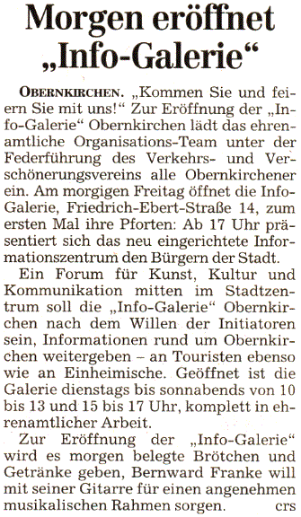 Info-Galerie Obernkirchen (Bericht: SN)