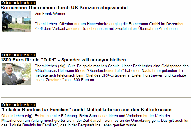 Die ganzen Berichte in der  Schaumburger Zeitung, 01.09.2007