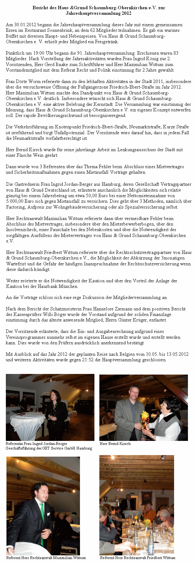 Jahreshauptversammlung 2012