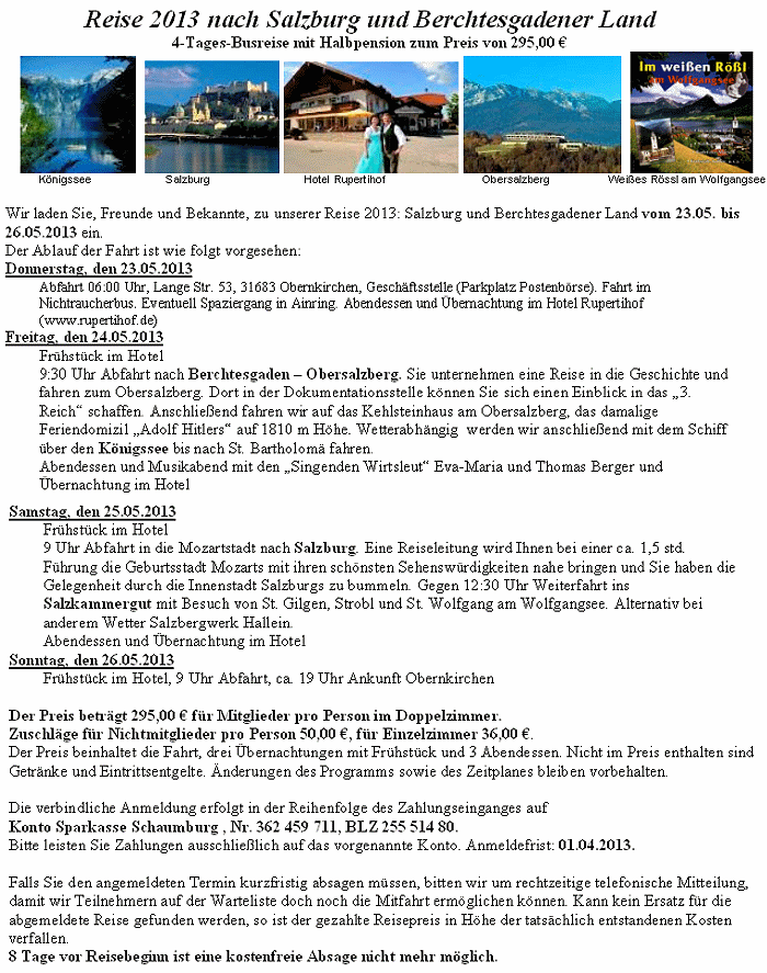 Reise 2013 nach Salzburg und Berchtesgadener Land