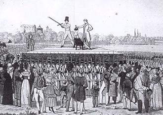 Schildering van een terechtstelling in de jaar 1852
