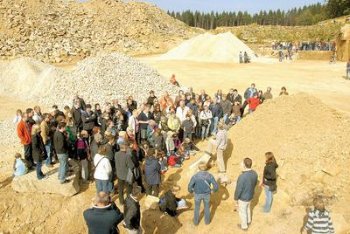 Dinosaurierspuren im Obernkirchener Sandstein. (Foto:  SZ Archiv/tol)